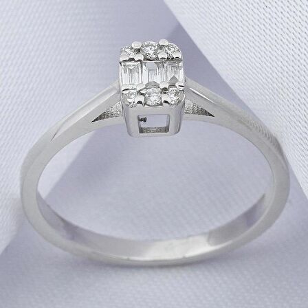 0.12 Karat Baget Pırlanta Yüzük (H-I VS/Tektaş Görseli)